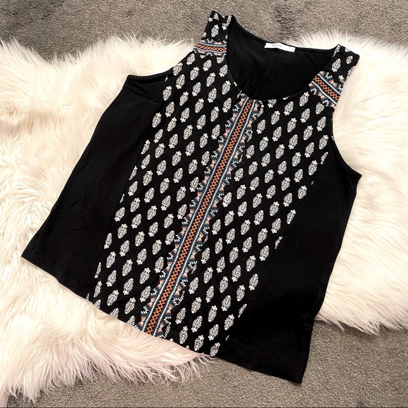 Embroidered print sleeveless top - Picture 1 of 4